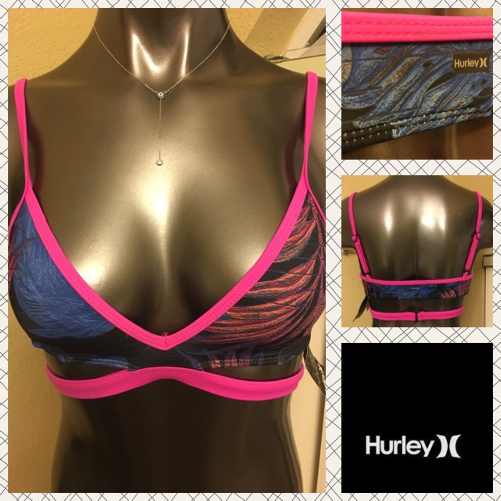 Hurley Sunset Palms Black/ Pink Bikini (TOP ONLY)